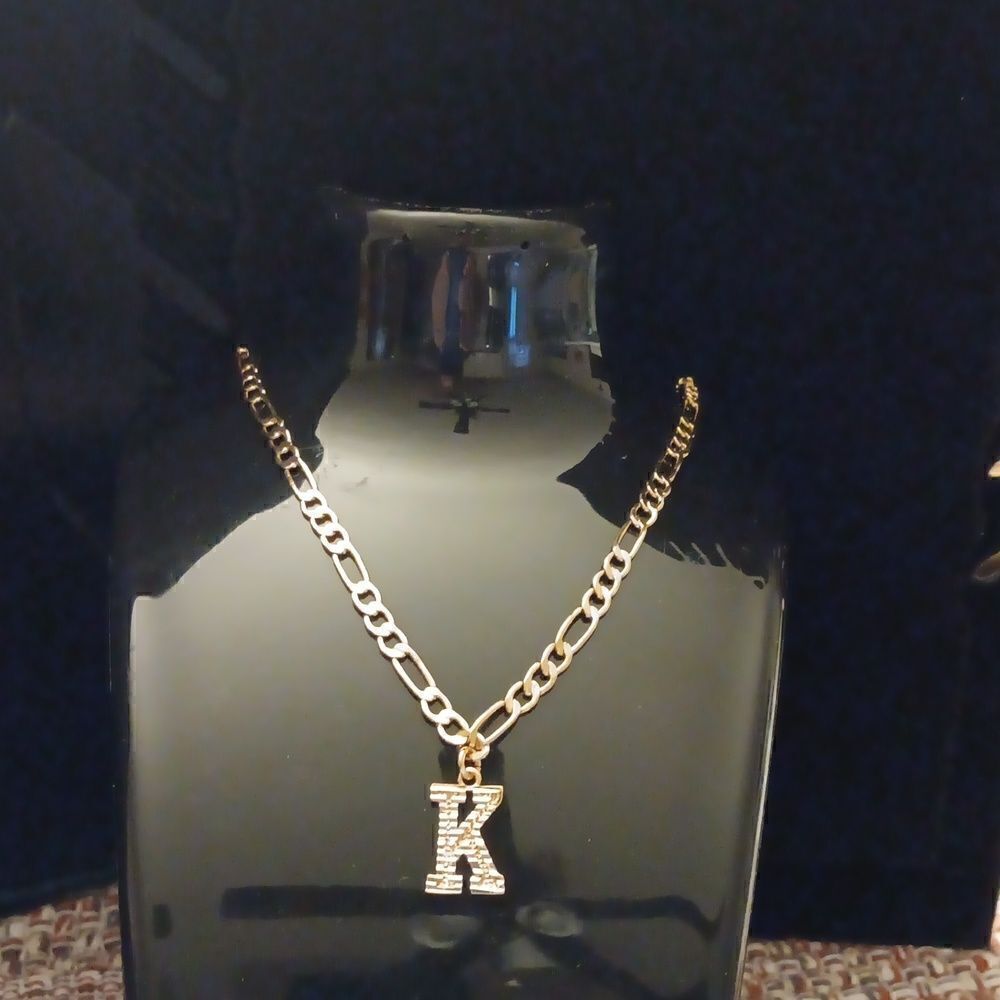 FOCALOOK 18K GP Capital K Pendant Necklace New In Box‎